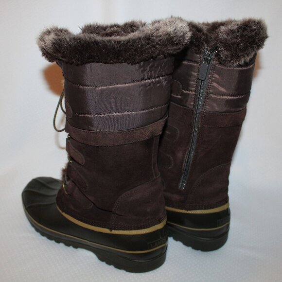 Lands End Hillary Tall Fur Lace Up Snow Duck Boot Women's Size 8 Brown - Picture 5 of 12